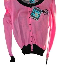 Barbie Pink and Black Cardigan Sweater Brand New Tags